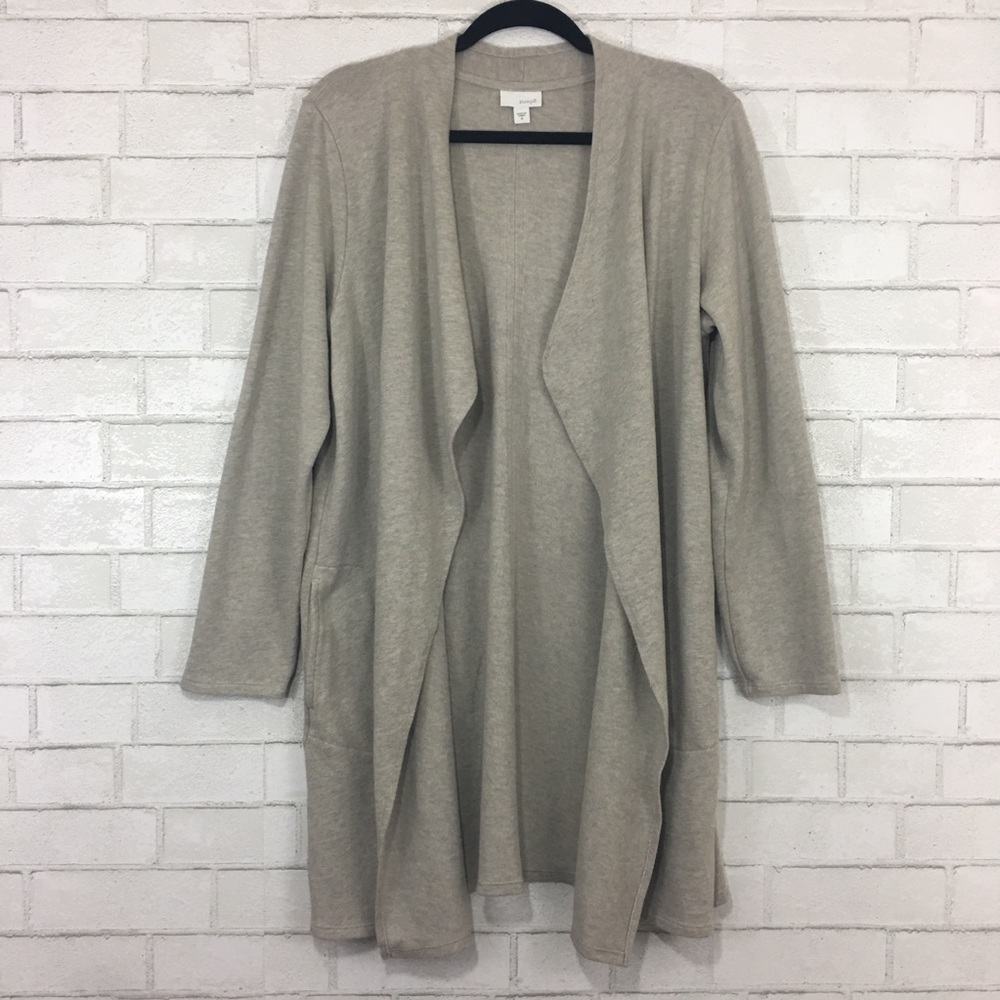PURE JILL Tan Open Front Long Cardigan